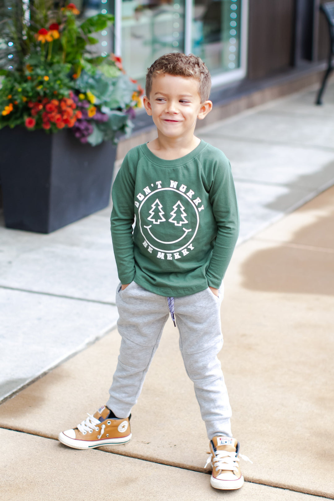 Boys Don't Worry Be Merry boys Christmas shirt for boys