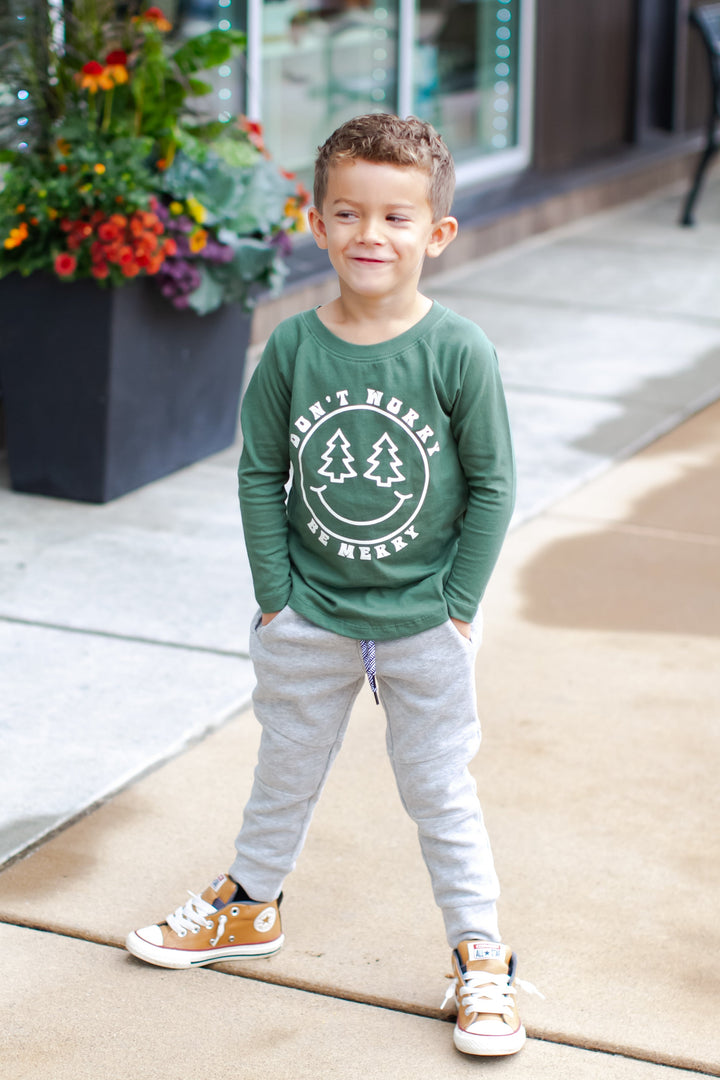 Boys Don't Worry Be Merry boys Christmas shirt for boys