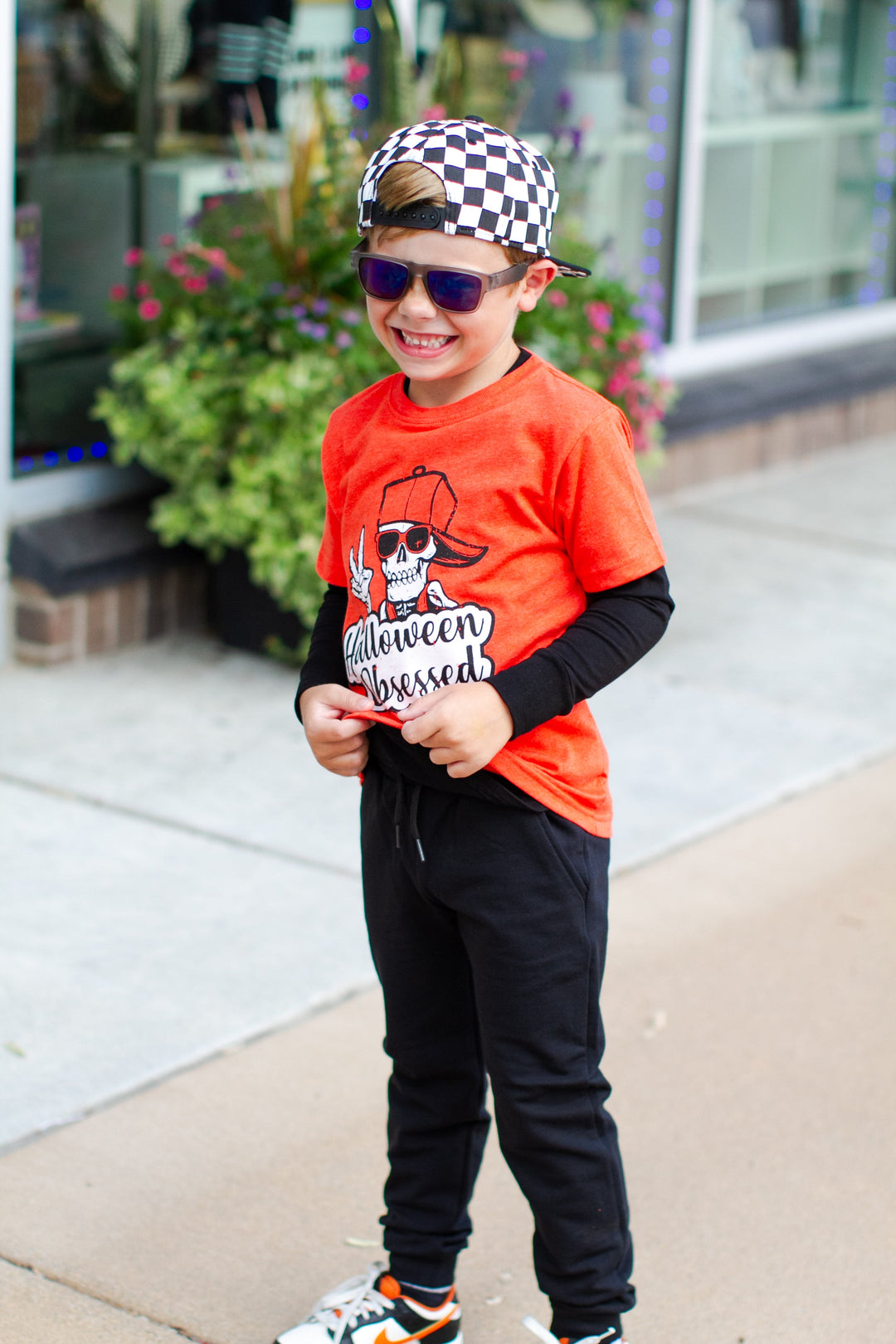 Boys Halloween obsessed tees orange