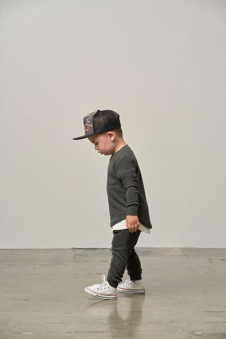 Boys Little Bipsy charcoal waffle shirt