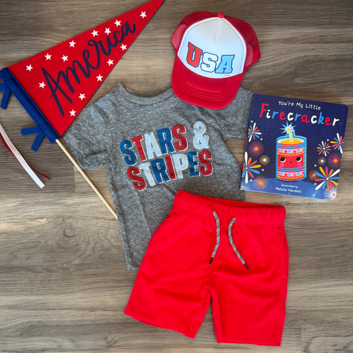 Boys USA kids hat in red