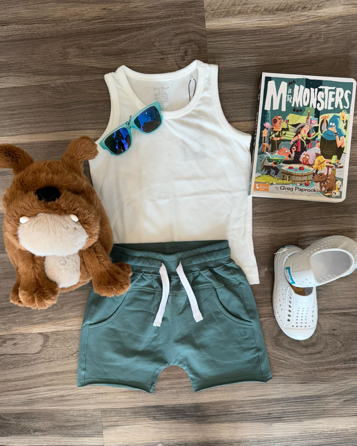 Boys White tank top outfit