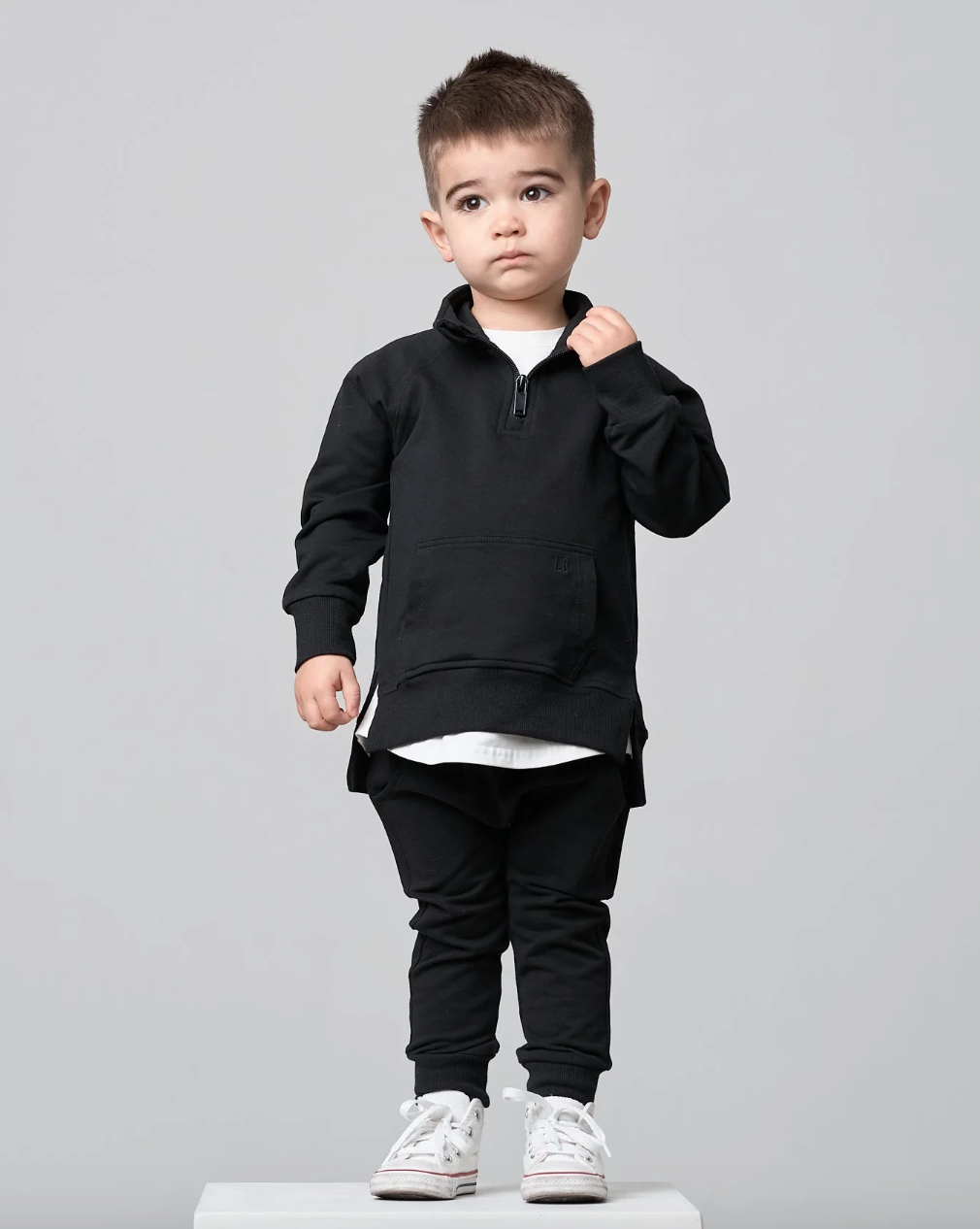 Boys black quarter zip sweatshirt