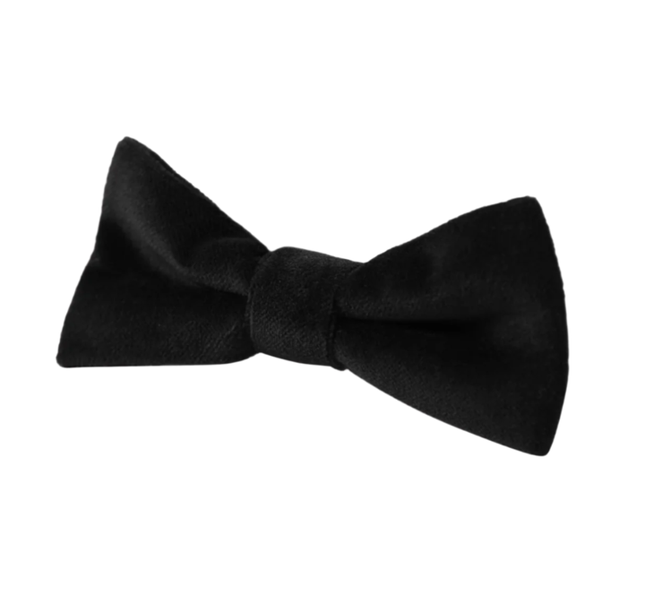 Boys black velvet bow tie