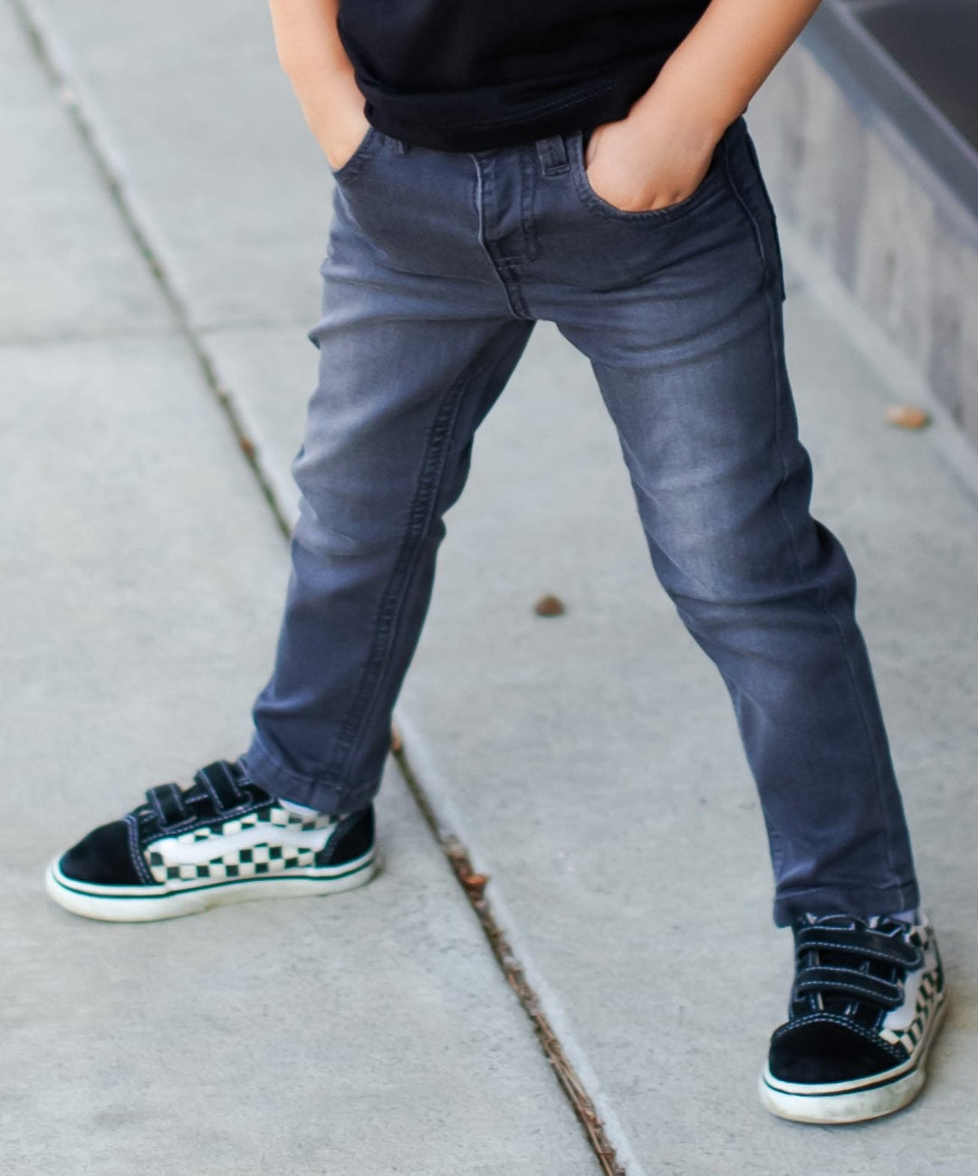 Boys dark grey soft denim