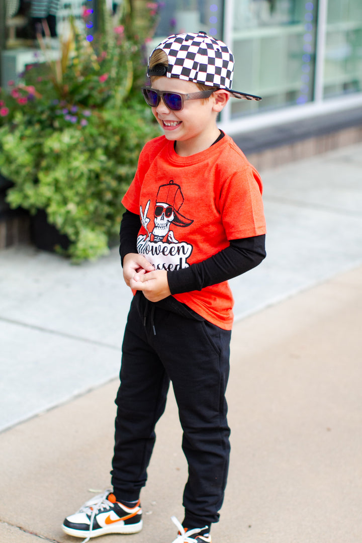 Boys orange halloween obsessed tee