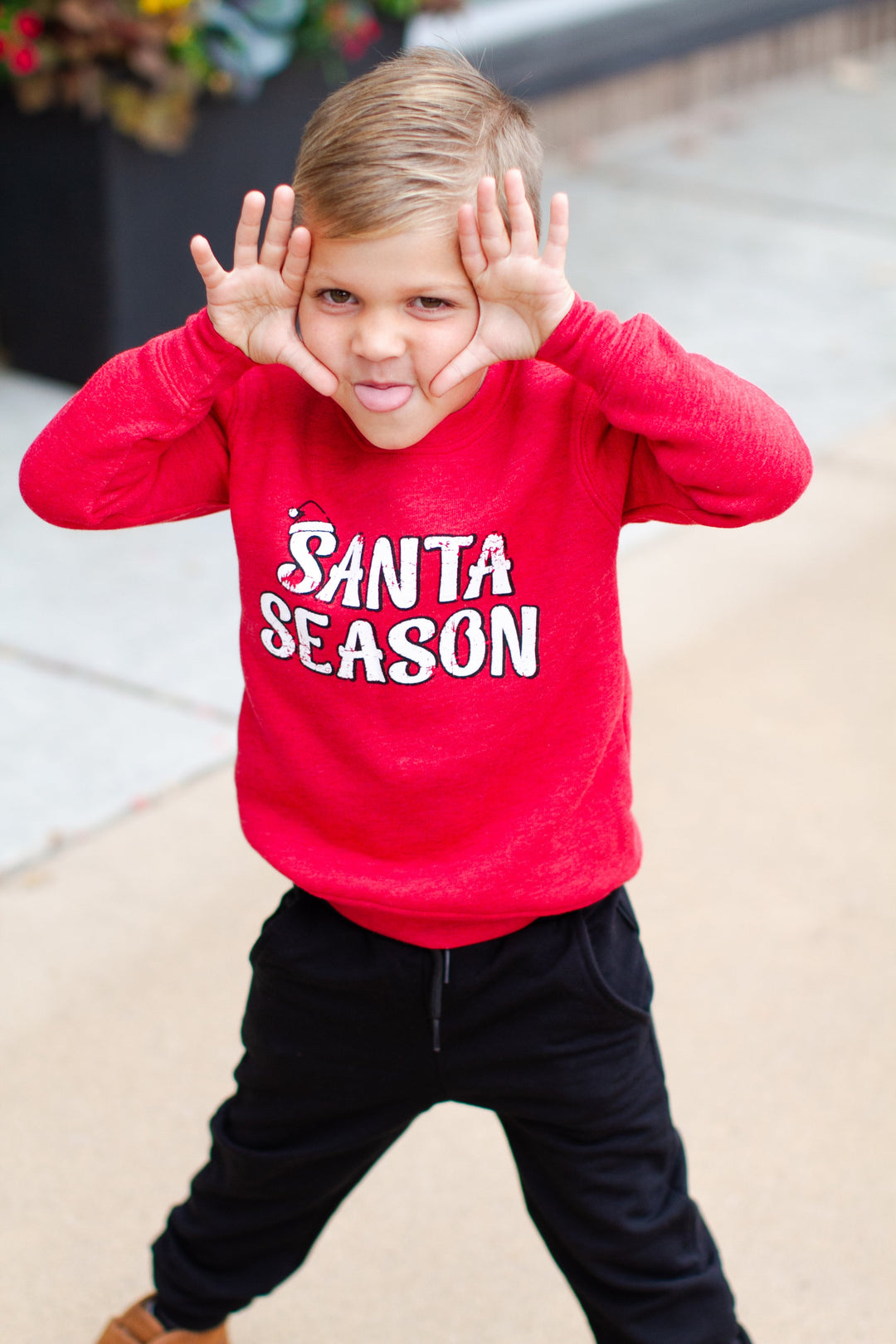 Boys red Christmas sweatshirt Santa Season