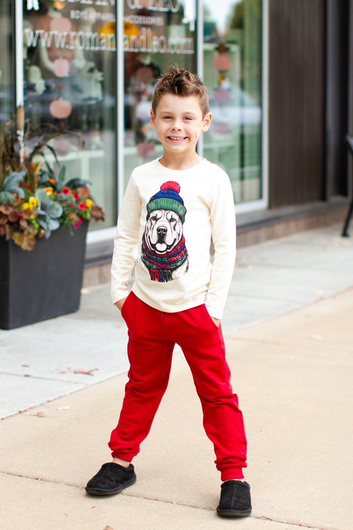 Boys red joggers