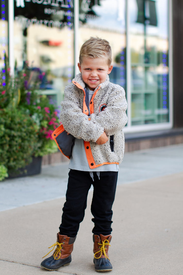 Boys sherpa jacket orange detail