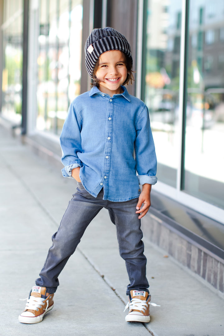 Boys soft button up denim shirt