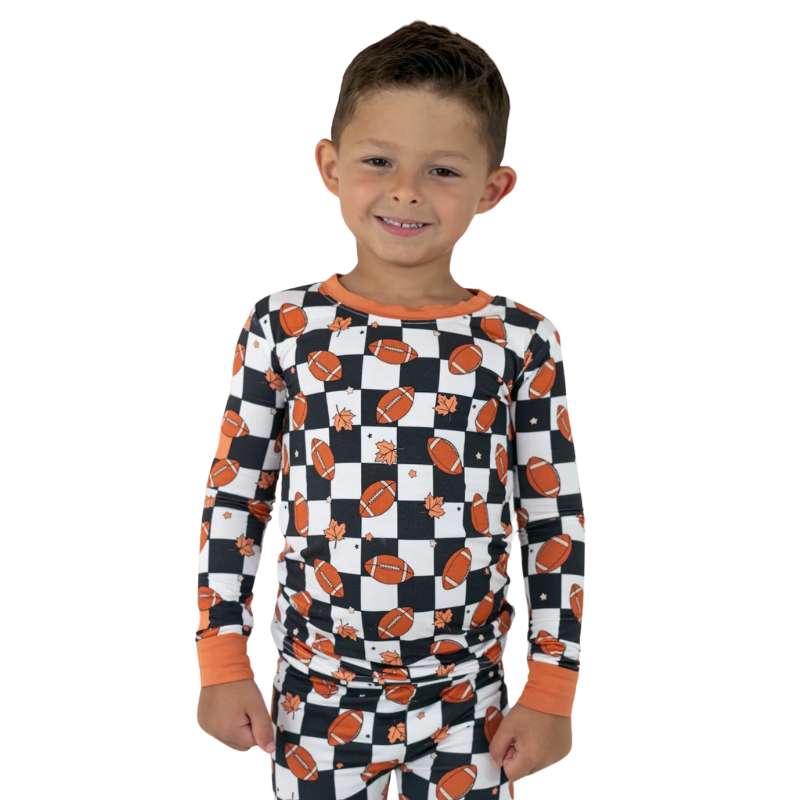 Checkered football kids pajamas