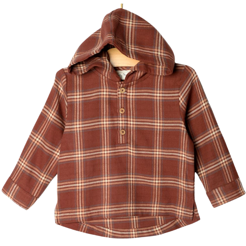 City Mouse henley flannel shirt in rust