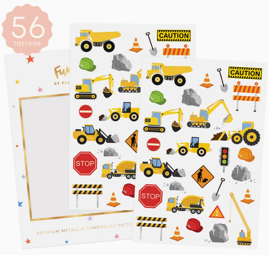 Construction temporary tattoo for kids