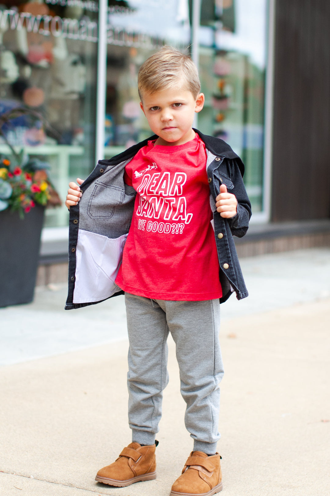 Dear Santa We Good? Boys Christmas tee