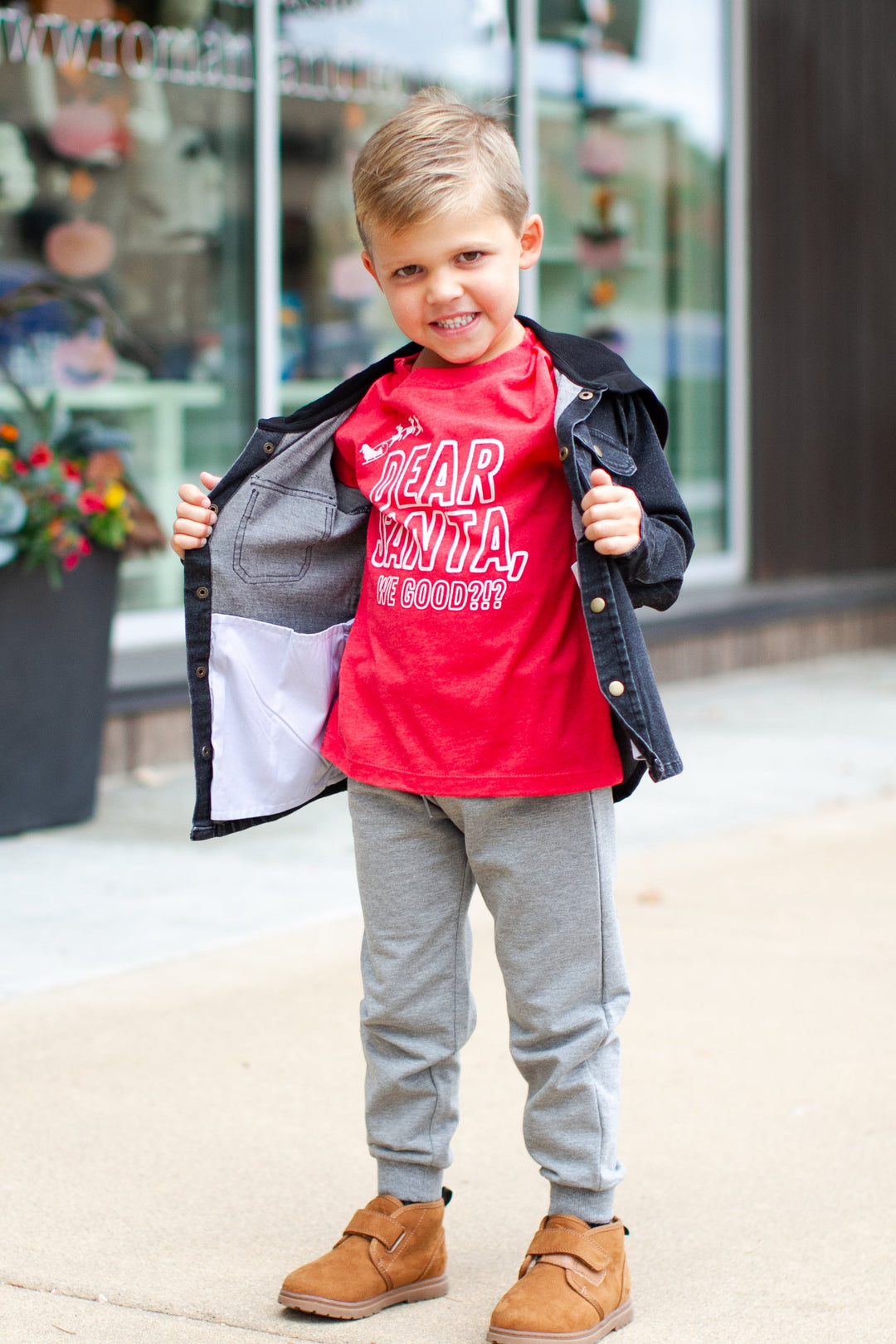 Dear Santa We Good? Boys Christmas tshirt