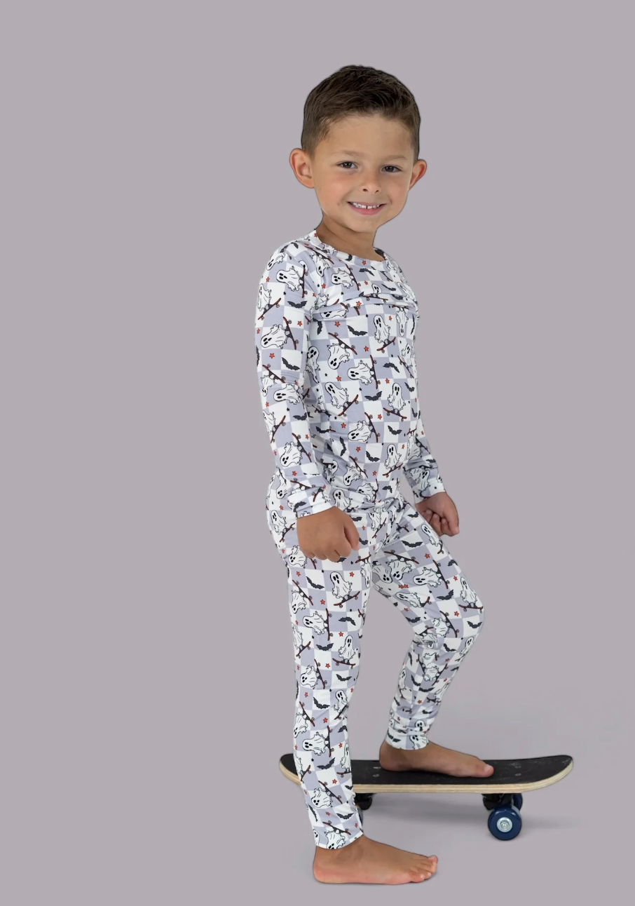 Dream Big Little Co Skateboarding ghosts pajamas