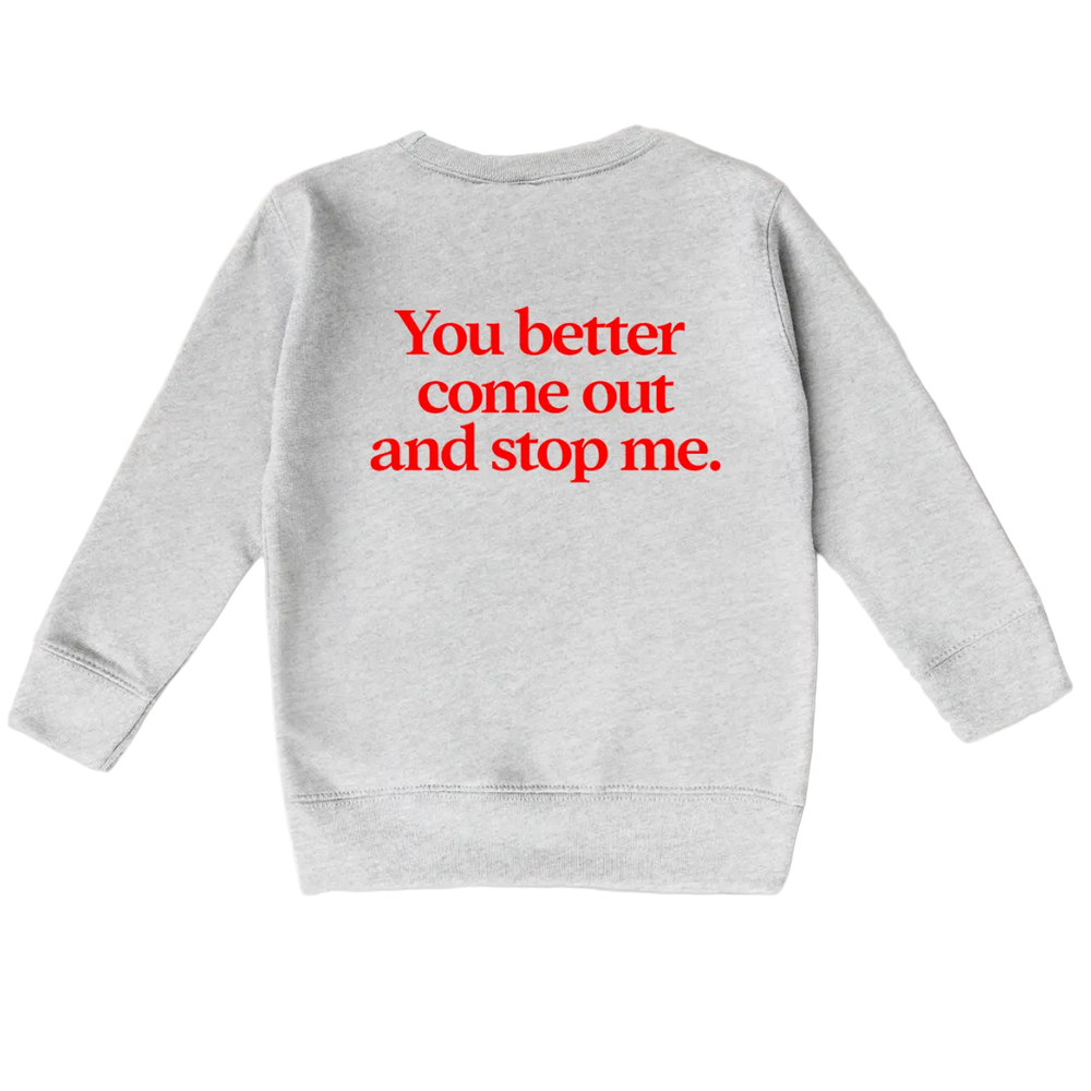 Eating junk and watching rubbish kids front back graphic sweatshirt