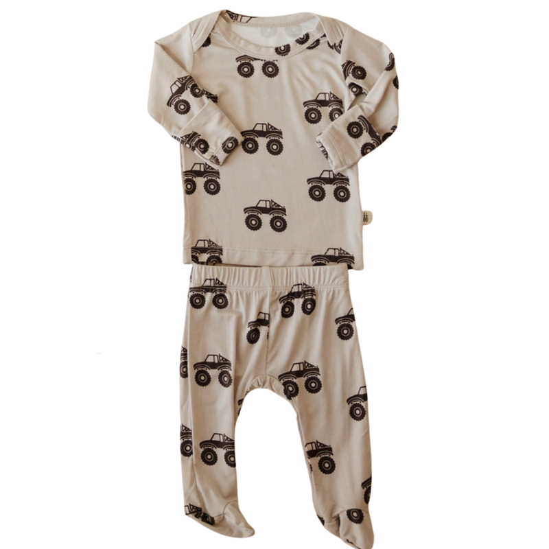 Forever French baby two piece set monster trucks