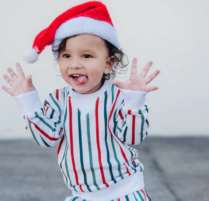 Trilogy Design Co - Holiday Stripes Sweatshirt in White