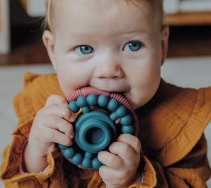 Glo Pals baby rainbow teether earth tones