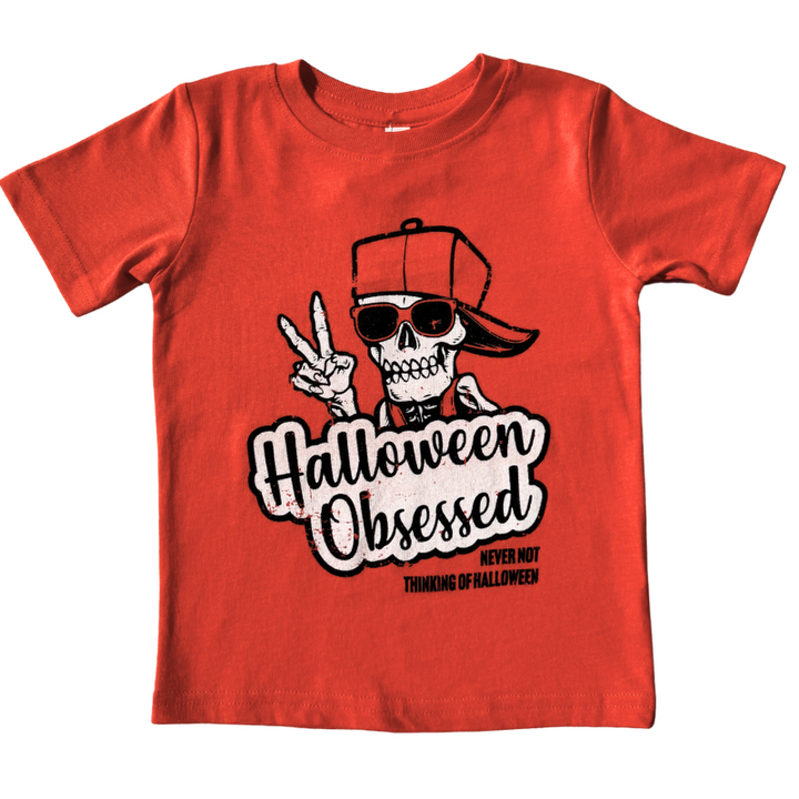 Kids Halloween Obsessed tshirt orange