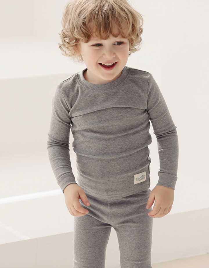 Heathered grey modal kids fitted pajamas