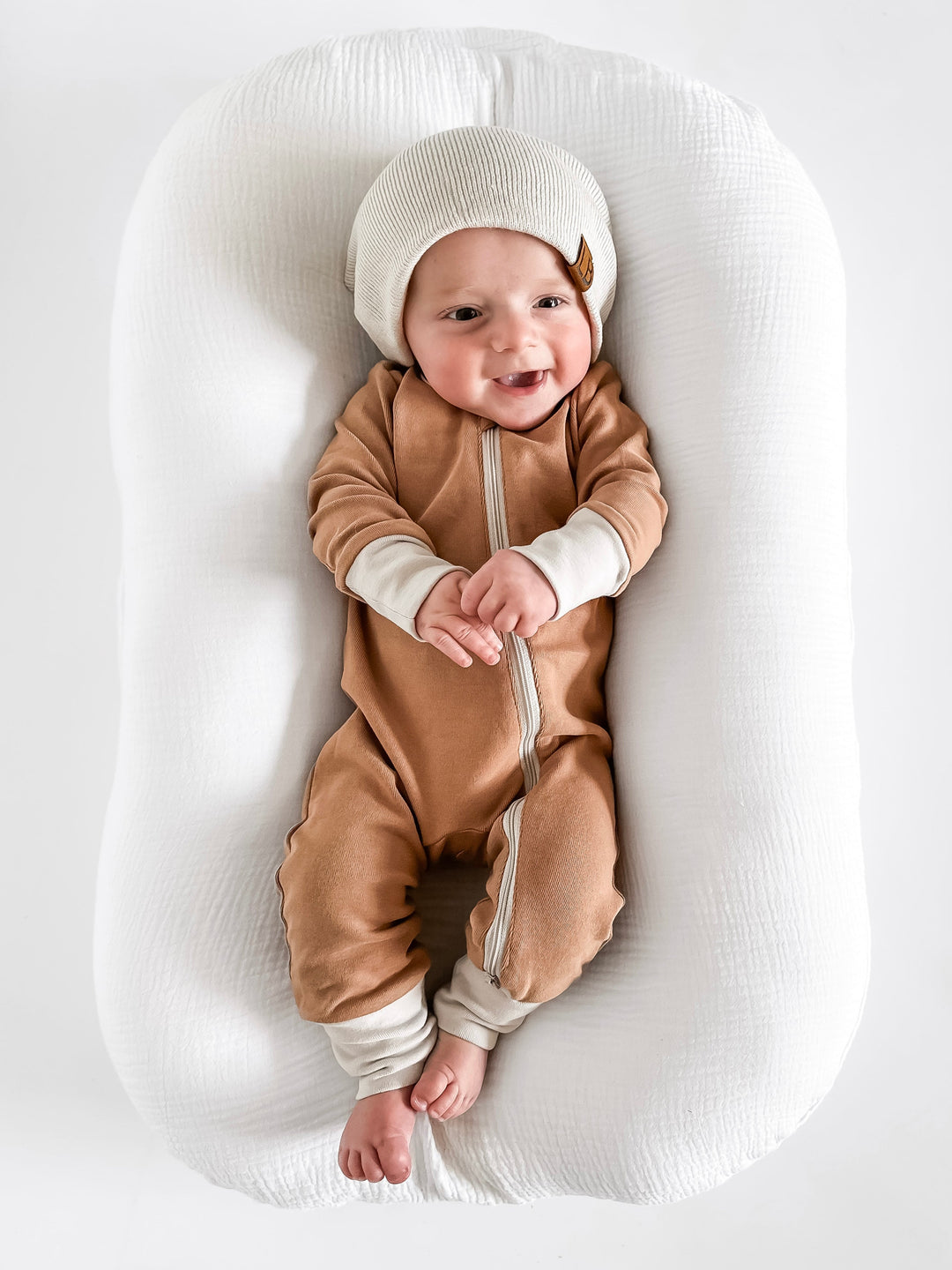 Little Bipsy - 2-Way Zip Romper in Nutmeg