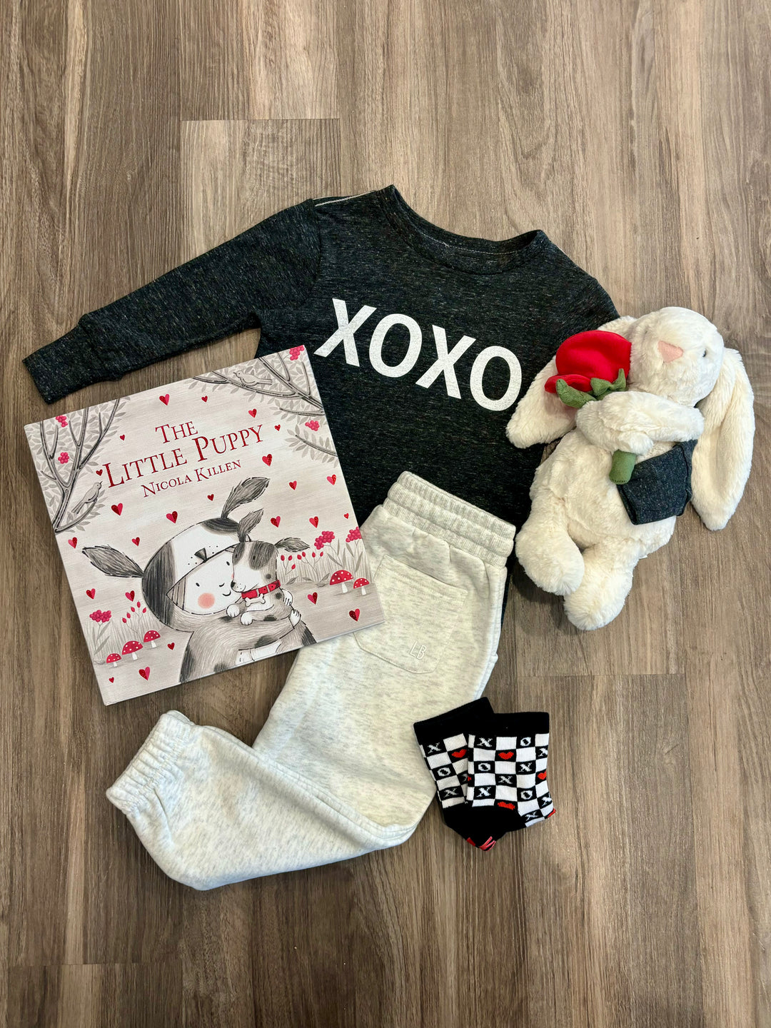 Silas - XOXO Long Sleeve Tee in Charcoal