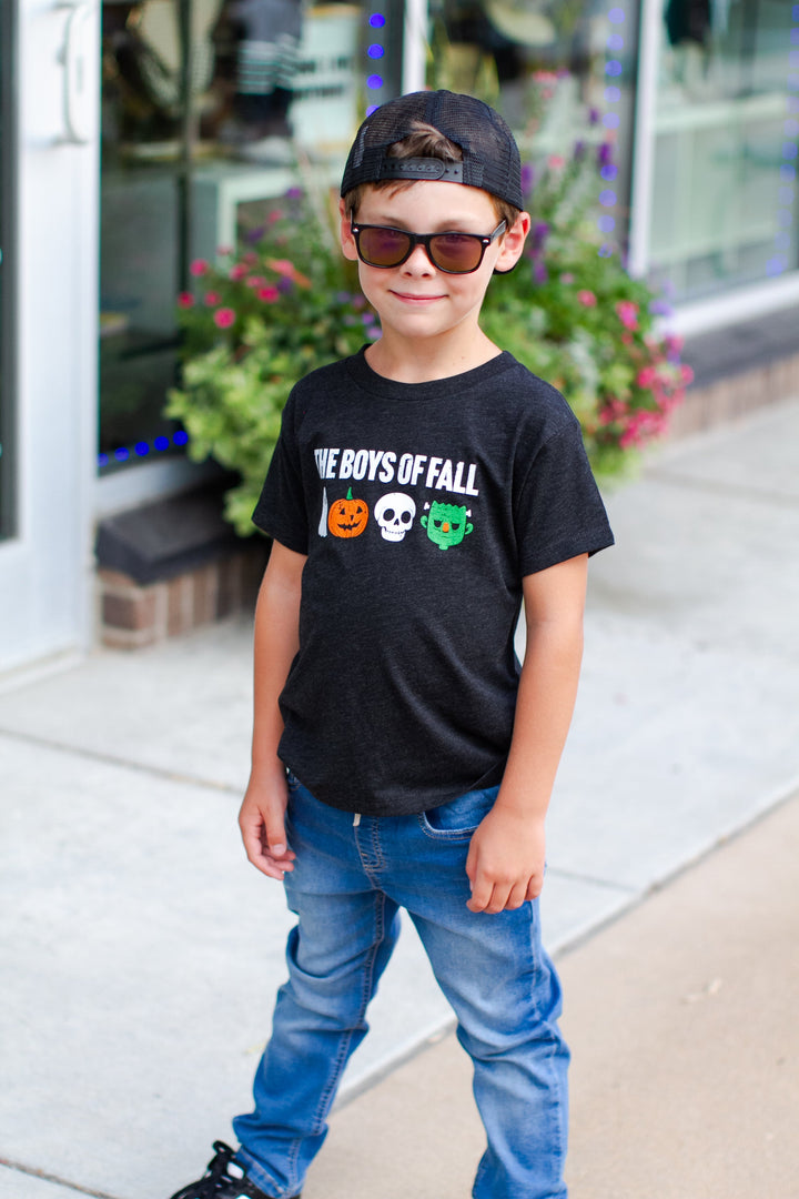 Roman & Leo - Boys of Fall Halloween Tee in Charcoal