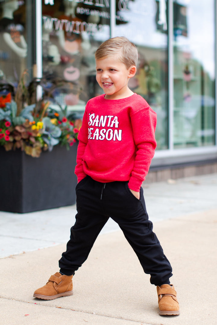 Santa Season Pullover Sweatshirt in Heathered Cranberry
