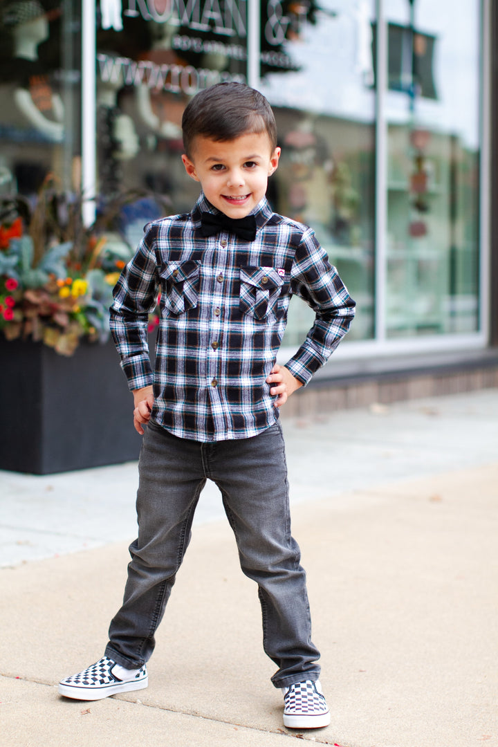 Appaman - Boys Flannel Shirt in Black Umber Check