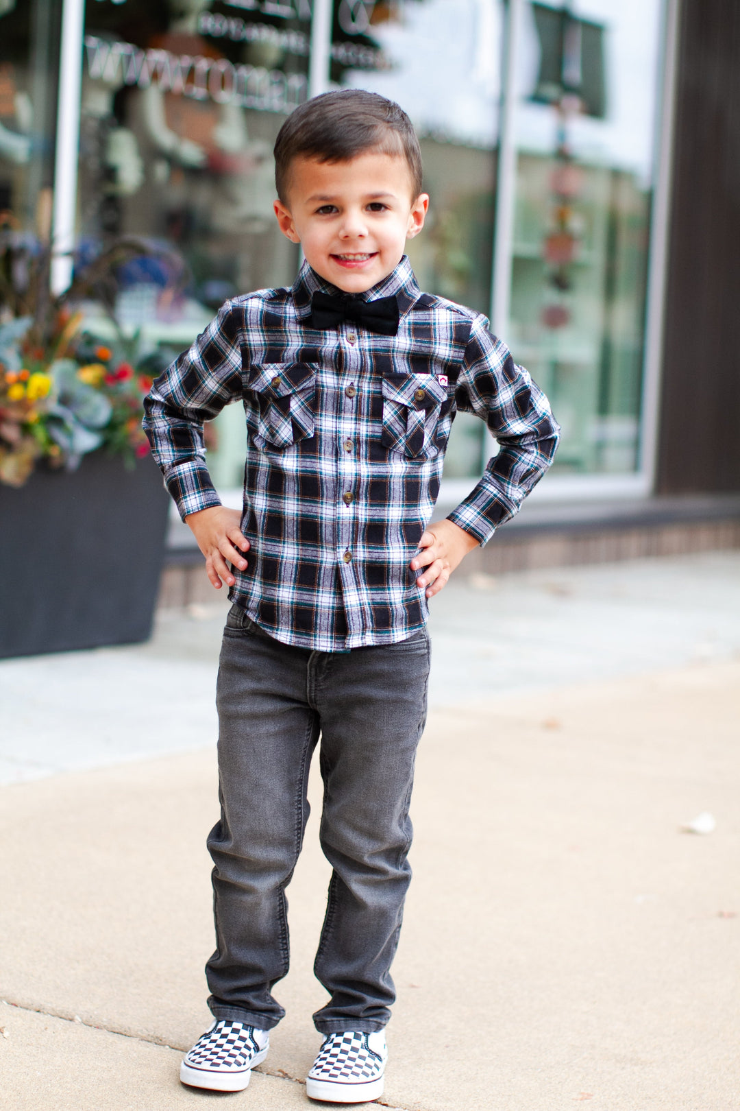 Appaman - Boys Flannel Shirt in Black Umber Check