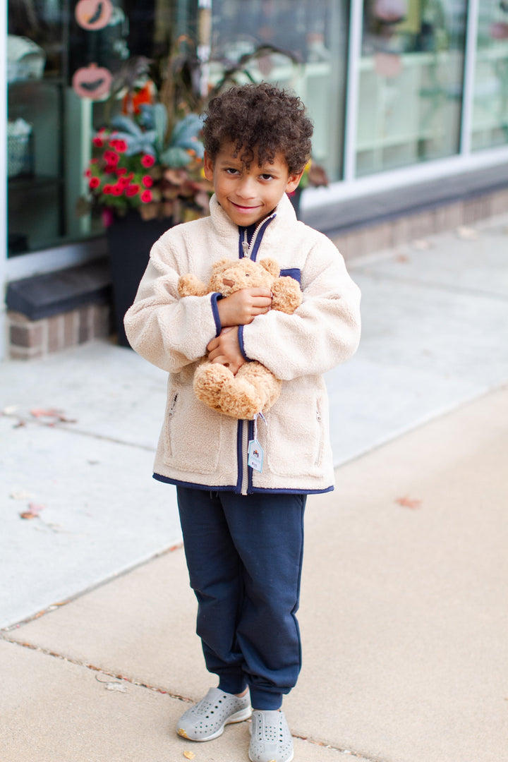 Mebie Baby - Sherpa Zip Up Jacket in Oat