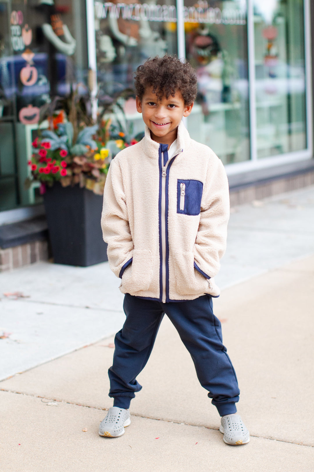 Mebie Baby - Sherpa Zip Up Jacket in Oat