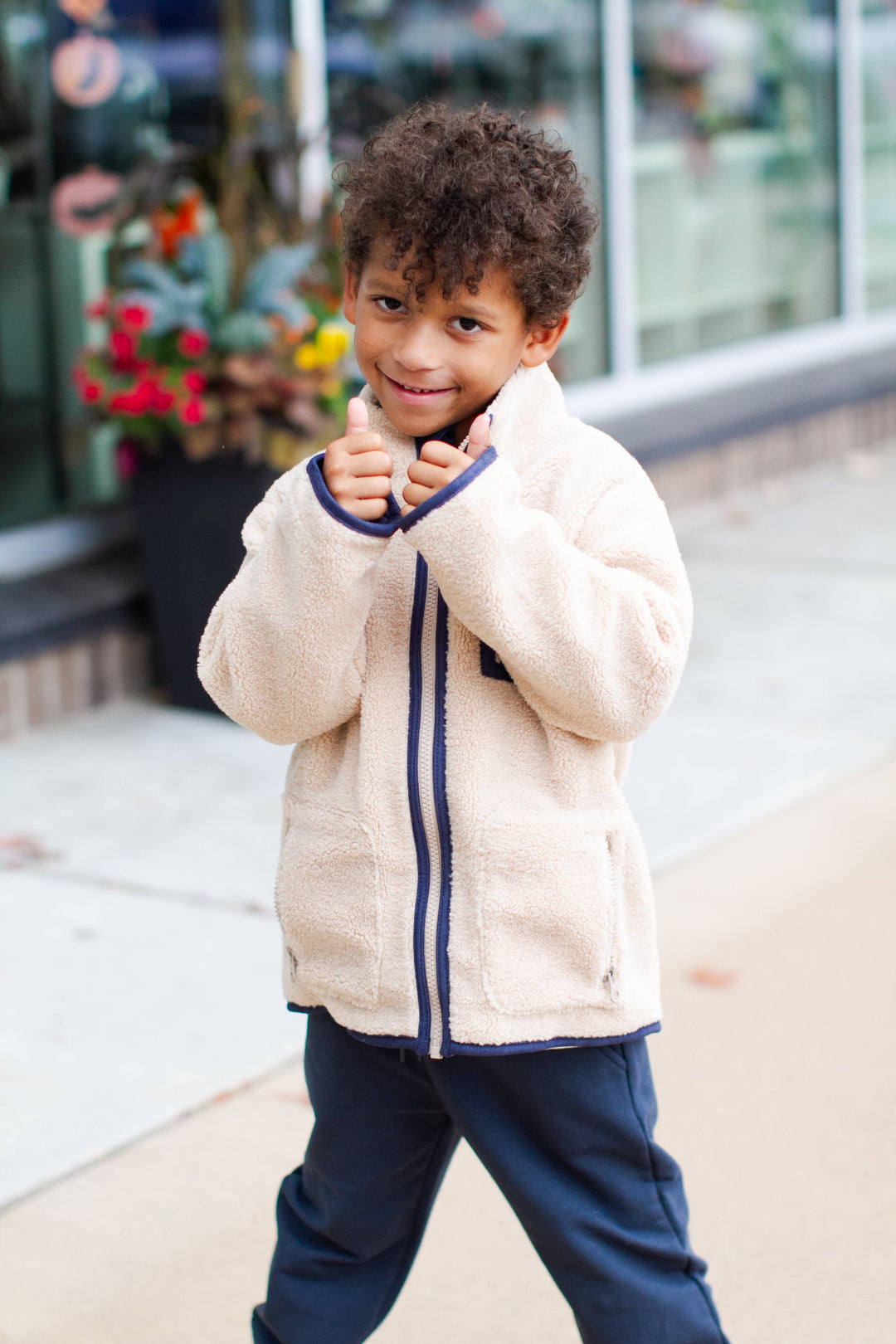 Mebie Baby - Sherpa Zip Up Jacket in Oat