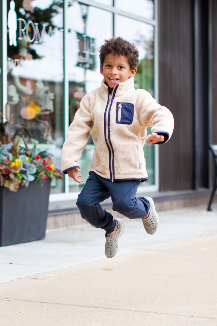 Mebie Baby - Sherpa Zip Up Jacket in Oat