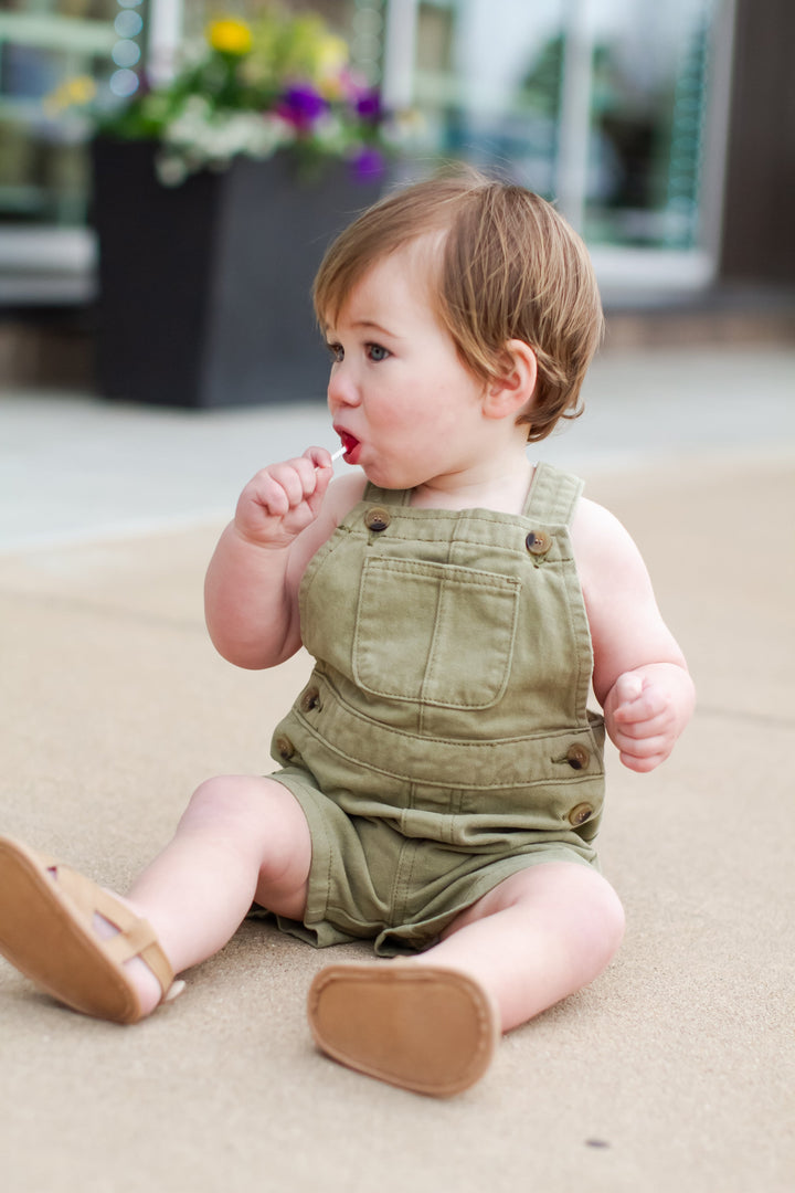 Mebie Baby - Twill Overalls in Army Green
