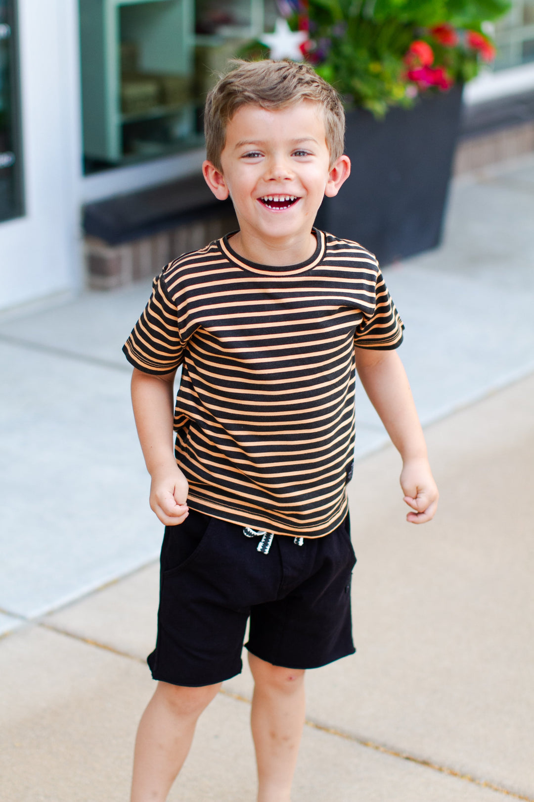 Munster Kids - Starsand Striped Tee in Washed Peach (2 and 3)