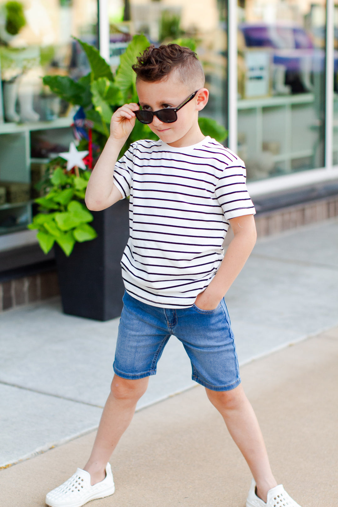 Little Bipsy - Pinstripe Tee in Black/White