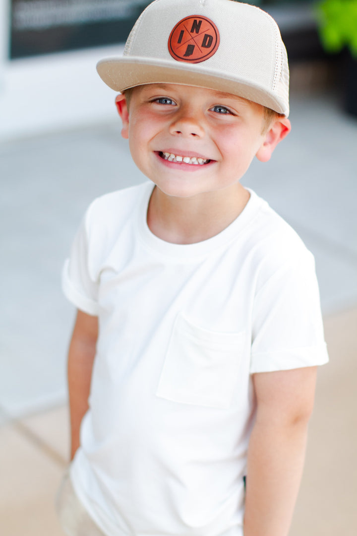 kids Indiana snapback hat tan