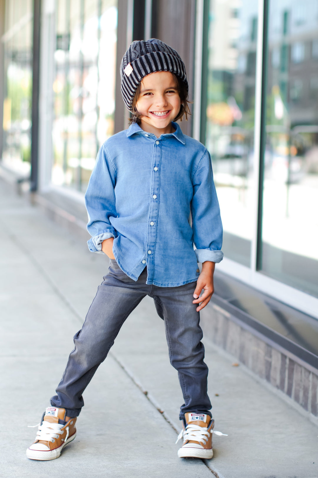 Mayoral - Boys Soft Denim Slim Jeans in Grey