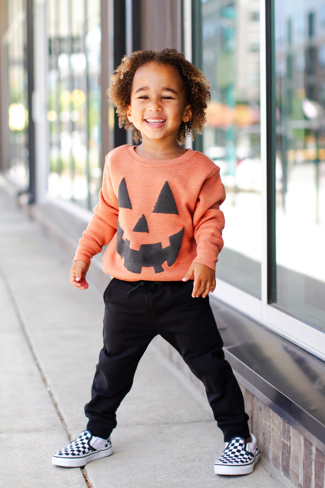 Jack-O-Lantern Puff Print Pullover in Autumn