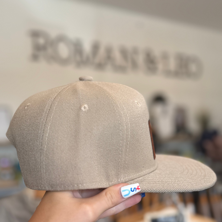 Left Grain - IND Patch Mesh Trucker Snapback Hat in Sand