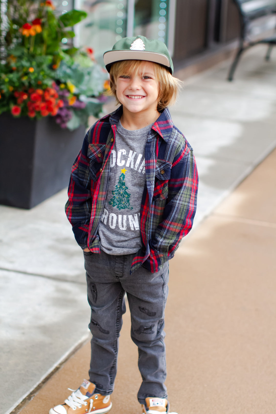 Appaman - Boys Flannel Shirt in Navy/Cranberry Plaid