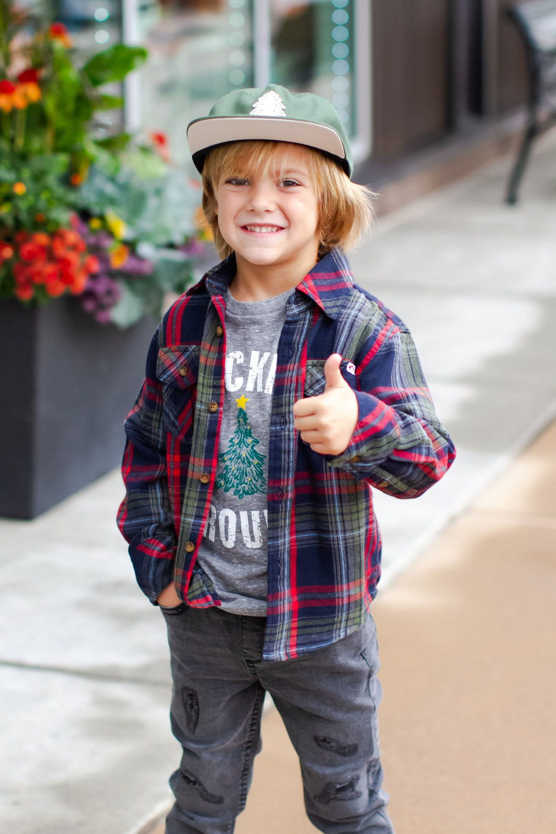 Appaman - Boys Flannel Shirt in Navy/Cranberry Plaid