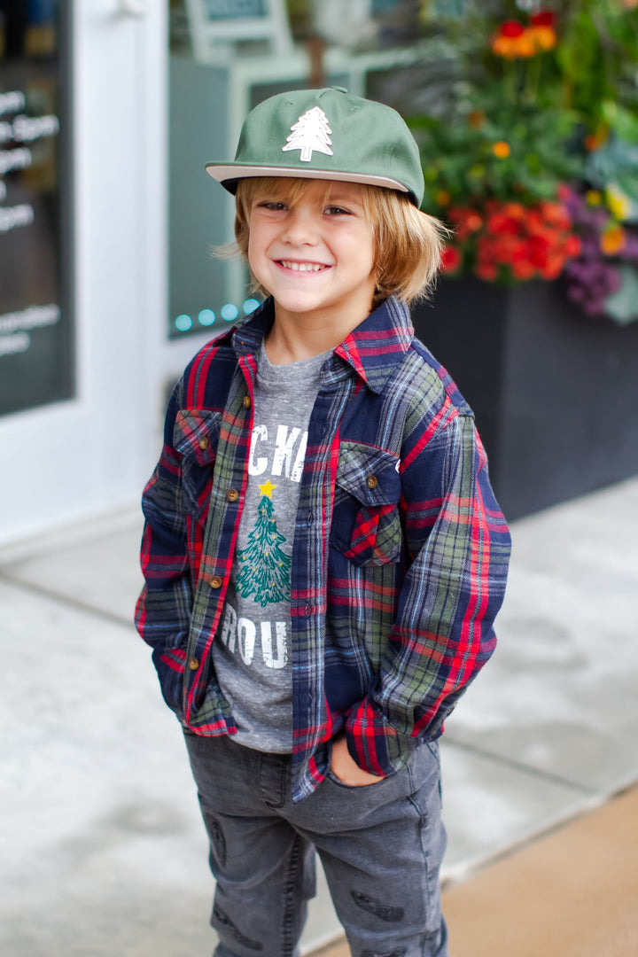 Appaman - Boys Flannel Shirt in Navy/Cranberry Plaid