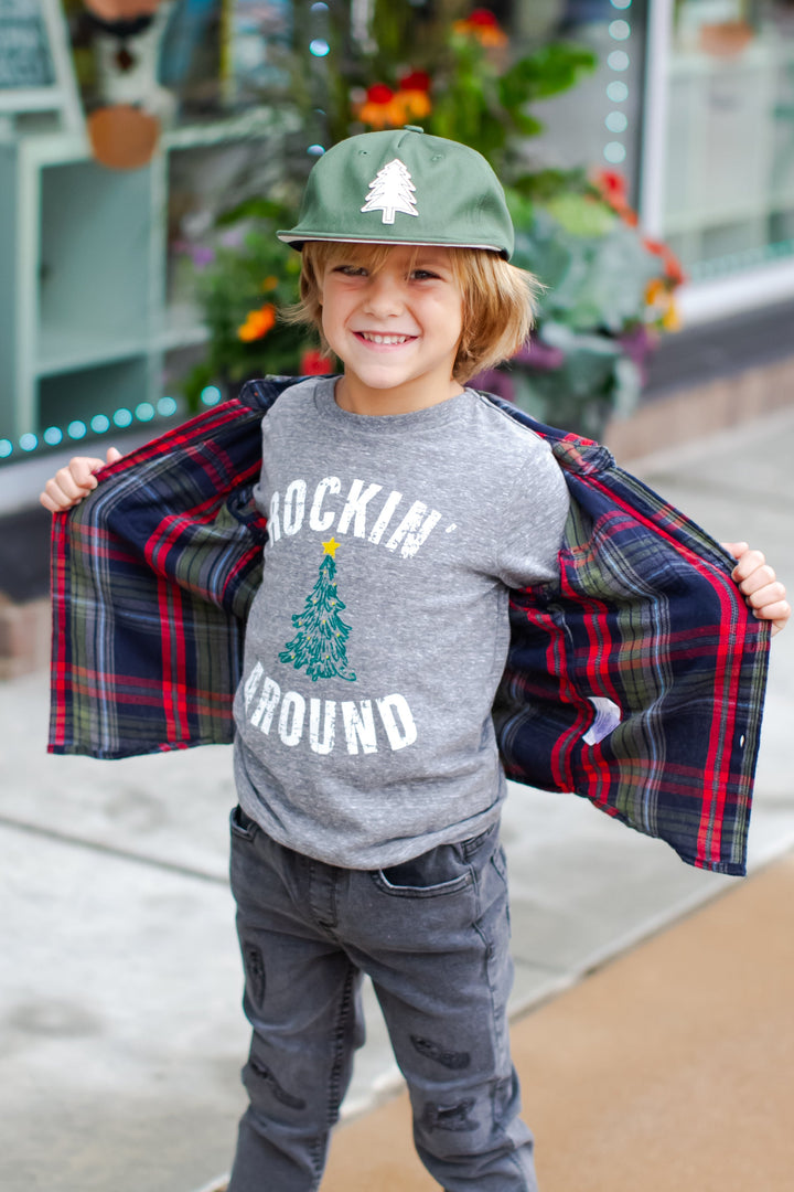 SILAS - Rockin' Around the Christmas Tree Long Sleeve Tee in Heather Grey