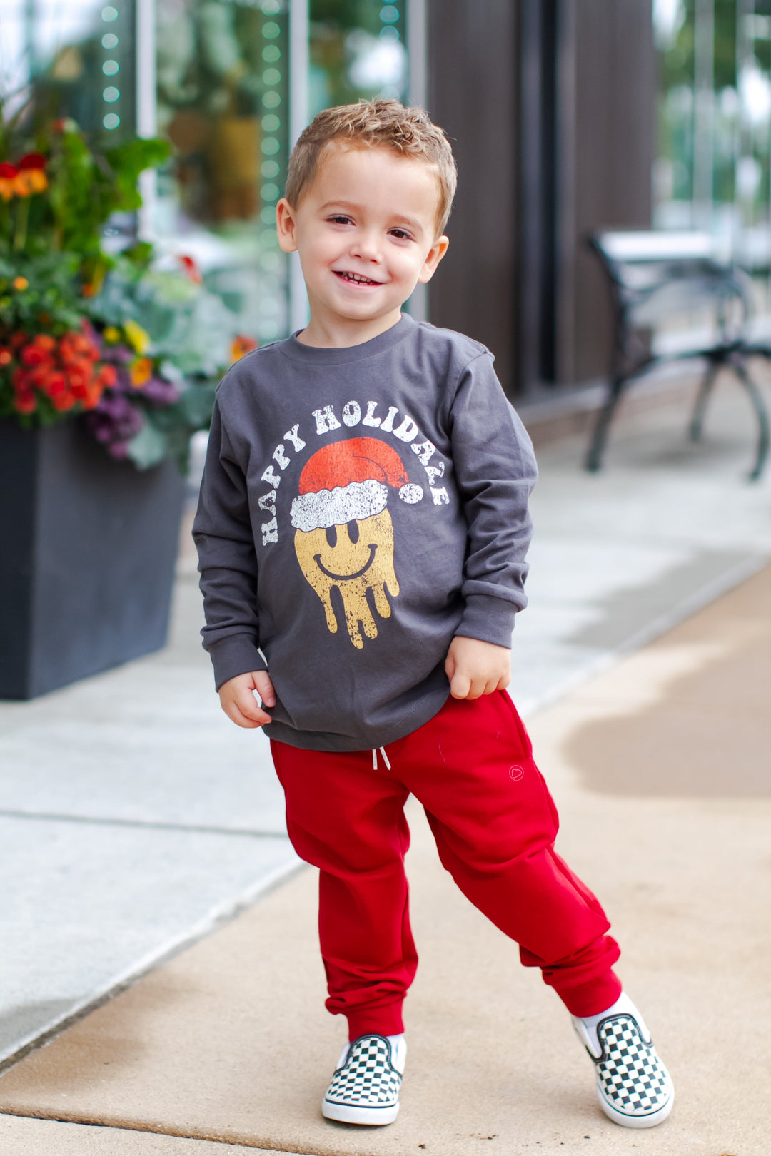 Tiny Whales - 'Happy Holidaze' LS Tee in Vintage Black (2)