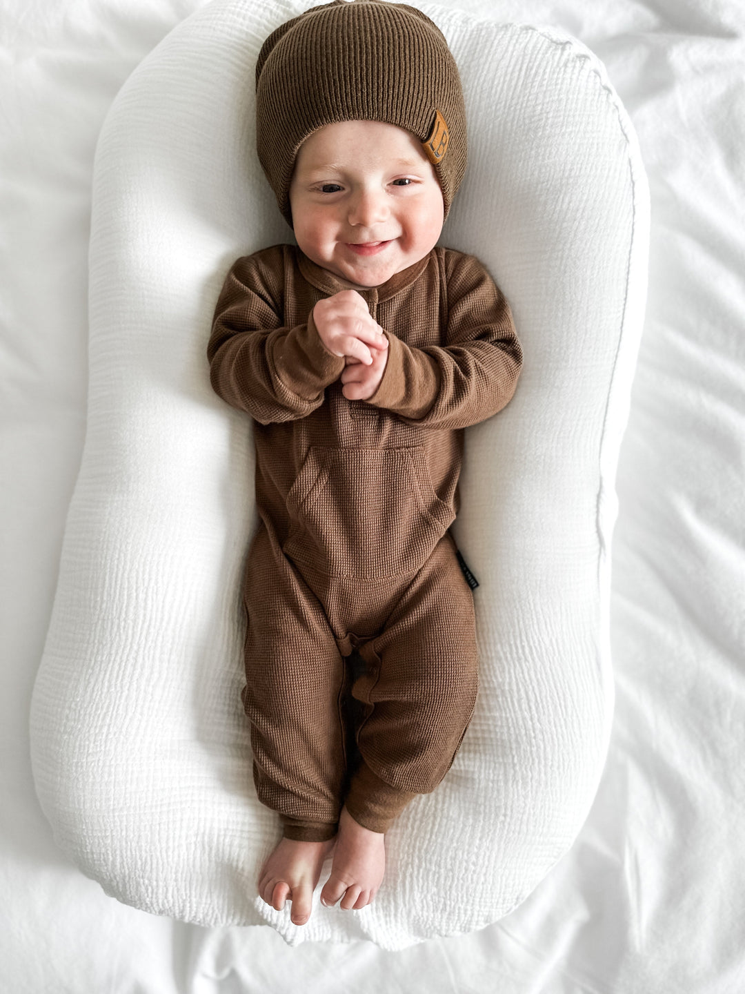 Little Bipsy - Waffle Romper in Cocoa