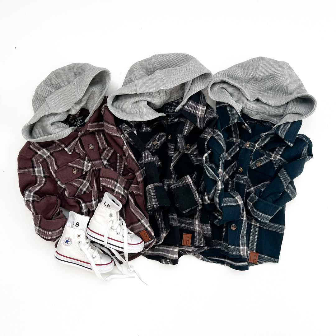 Little Bipsy - Plaid Hooded Flannel in Huckleberry